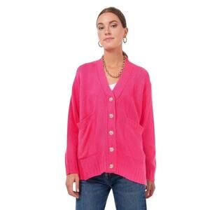 New Tuckernuck Women's Small Sloan Hot Pink Cardigan Sweater Barbiecore 3229-56